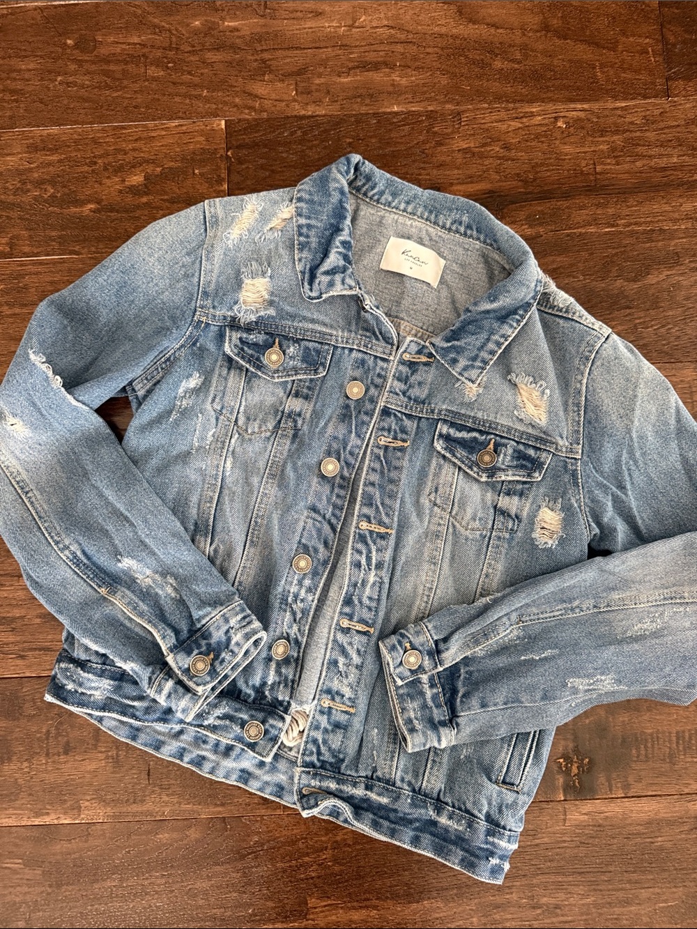 KanCan Light Blue Distressed Denim Jacket